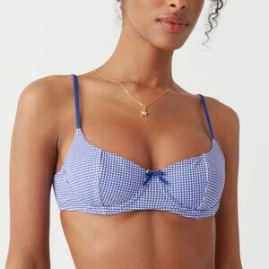 Frankie's Bikinis Blue Gingham Bikini Top